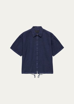 Prada Mens Short-Sleeved Cotton Zip Shirt