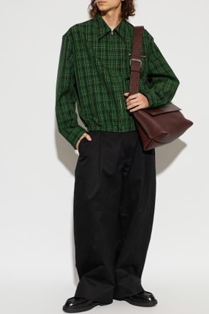 Marni Jacket With A Plaid Pattern, Mens, Green