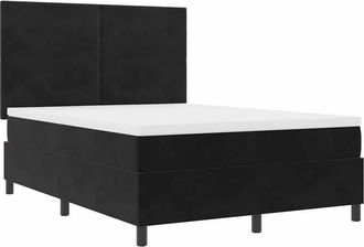 vidaXL Cama Tipo Box Spring Con Colch&oacute;n Negro 140 X 200 Cm Terciopelo Vidaxl