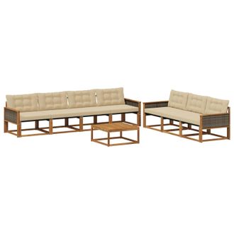 vidaXL Conjunto De Sof&aacute;s De Exterior Con Coj&iacute;n 8 Pcs Natural Y Beige Vidaxl
