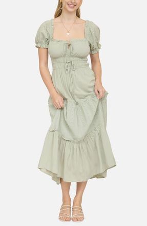 Blu Pepper Tiered Maxi Dress in Light Olive at Nordstrom, Size Medium