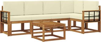 vidaXL Conjunto De Sof&aacute;s De Exterior 6 Uds. Natural Y Crema Vidaxl
