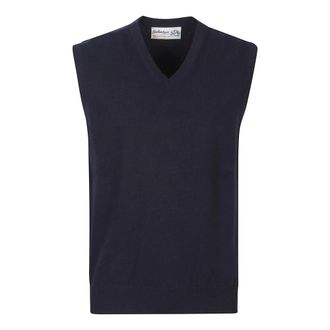 Ballantyne Sleeveless Jumpers, male, Blue, L, Plain V Neck Vest