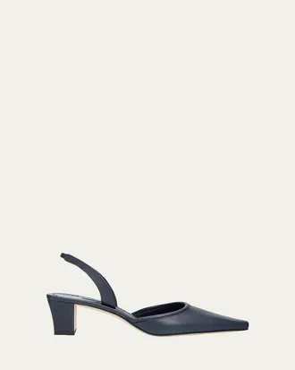 Manolo Blahnik 50mm Vendona Leather Slingback Pumps
