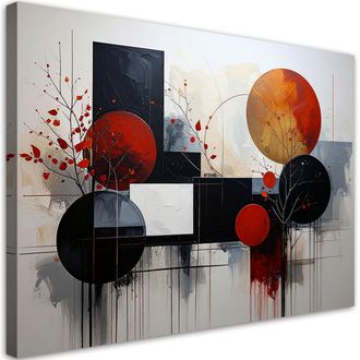 Feeby Impresi&oacute;n De Imagen, Abstracci&oacute;n Geom&eacute;trica De C&iacute;rculos Rojos, 100x70