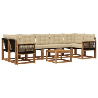 vidaXL Conjunto De Sof&aacute;s De Exterior Con Coj&iacute;n 8 Pcs Natural Y Beige Vidaxl