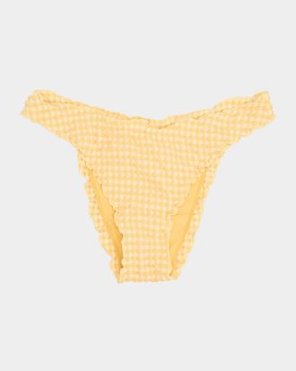 SIMKHAI Maelie Textured Gingham Bikini Bottoms
