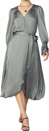 Current Air Silk Wrap Dress In Grey