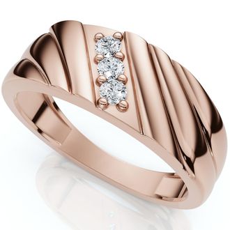 Pompeii3 Mens Diamond Three Stone Polished Wedding Ring Gold Lab Grown