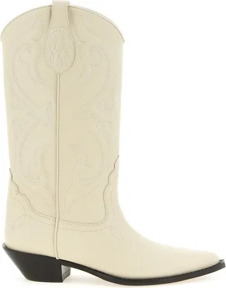 Sonora White Embroidered Slip On Boots