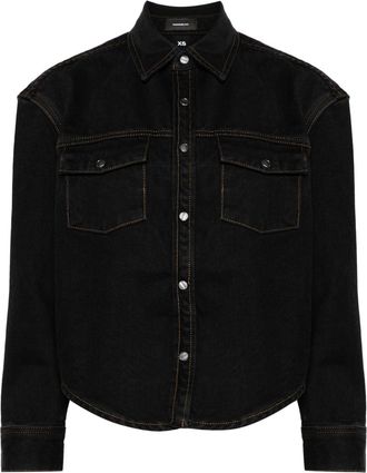 Wardrobe.NYC curved-hem denim jacket - women - Cotton - L - Black