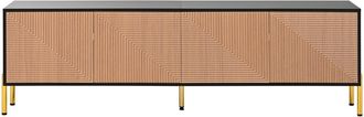 Urban Meuble Mueble tv efecto madera y negro motivo geom&eacute;trico 4 puertas
