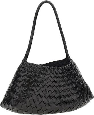 Dragon Diffusion Woven Leather Shoulder Bag with Triangular Silhouette