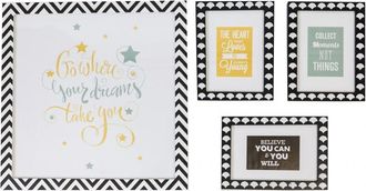 Muemue Cuadros set de 4 infantiles mdf blanco y negro 22 x 16/ 38 x 40cm