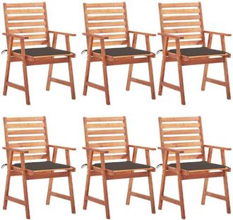 vidaXL Vidaxl - Sillas Comedor De Jard&iacute;n Y Cojines 6 Uds Madera Maciza Acacia