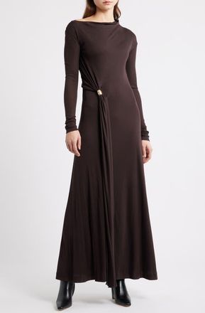 BOSS Evargo One-Shoulder Long Sleeve Gown in Soft Vermillion at Nordstrom, Size X-Small