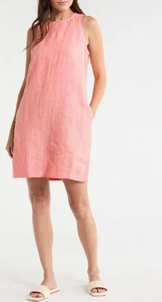 Tommy Bahama Two Palms Trapunto Linen A-Line Dress in Ember Red at Nordstrom, Size X-Large