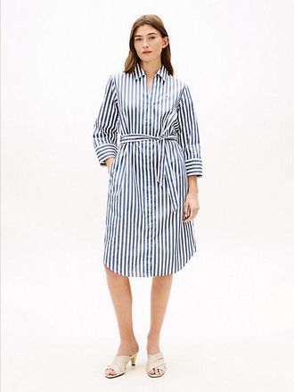 Tommy Hilfiger Vestido camisero midi con cintur&oacute;n