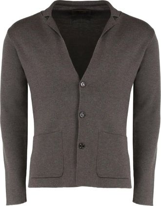 Moorer Cardigan Levico-CWH con tasche applicate - Marrone