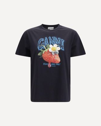 Ganni Strawberry cotton T-shirt Female XS