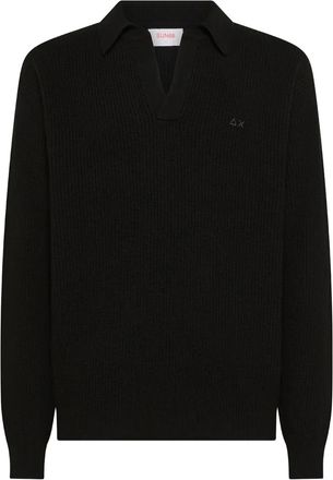 Sun 68 logo-embroidered sweater - Black
