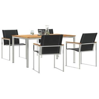 Berkfield Home Modern 5 Piece Garden Dining Set Solid Wood Acacia in Brown