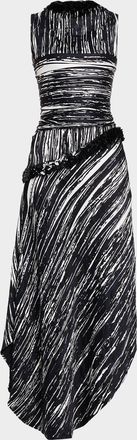 Brandon Maxwell Fiora Sequin-Trim Asymmetric Maxi Dress