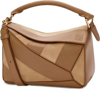 Loewe Borsa tote Puzzle piccola a righe - Marrone