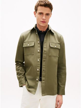 Tommy Hilfiger Mens Regular Fit Slub Twill Overshirt - Green - XXL