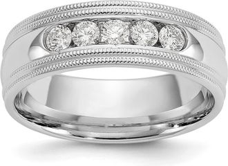 Diamond2Deal 14k White Gold Lab Grown Diamond Wedding Band Ring 1/2Ct Clarity- VS Color- D-E