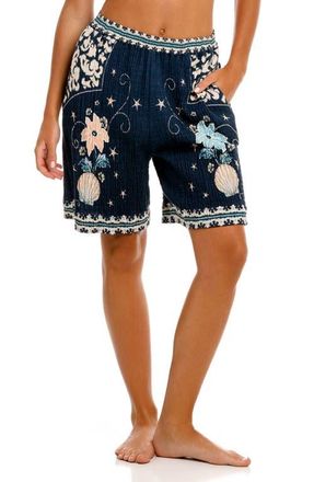 Agua Bendita Malaga Sereia Floral Cover-Up Shorts in Blue at Nordstrom, Size Medium