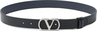 Valentino Garavani Zwarte Omkeerbare Vlogo Gesp Riem - Heren - Riemen - Zwart - 110 CM - Leer - Accessoires