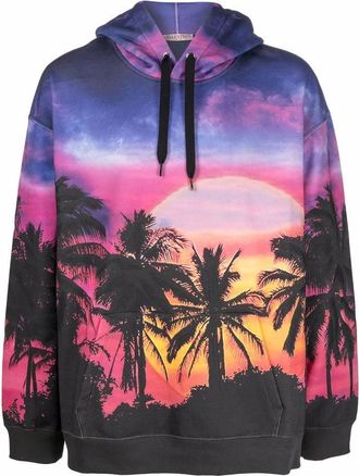 Valentino Garavani Palmscape-Print Drawstring Hoodie