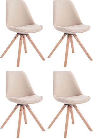 Clp Clp - Pack De 4 Sillas De Comedor Toulouse Square En Tela Crema Natural