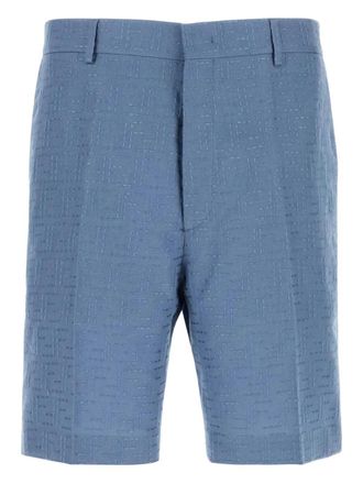 Fendi Cerulean Blauw Linnenmix Bermuda Shorts
