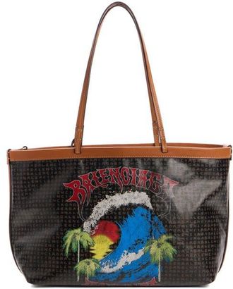 Balenciaga Snob Coated Canvas Tote in 6965 Black/red at Nordstrom