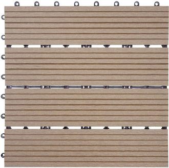 Hhg [NON UTILIZZATO] Piastrelle pavimentazione da esterno Rhone T831 WPC 30x30cm 11 pezzi 1mq teak lineare