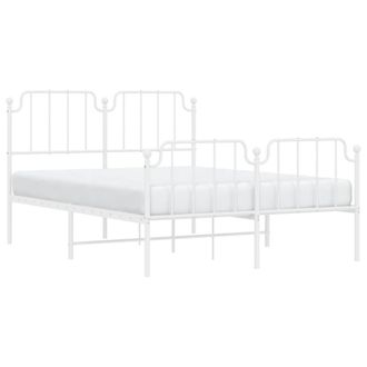 Berkfield Home Metal Bed Frame with Headboard & Footboard White 140x190 cm