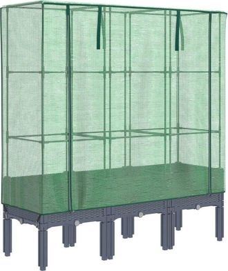 vidaXL Raised Bed with Greenhouse Cover Rattan Look 120x40x140 cm vidaXL