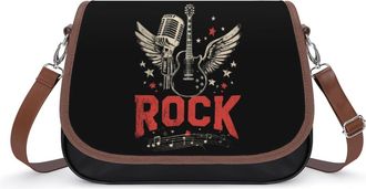 Generic Rock Guitar with Wings Crossbody Bag Womens Handbag PU Message Bags Shoulder Purse with Adjustable Strap