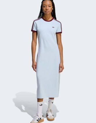 adidas Originals Vestito slim color cielo cristallino/bordeaux con 3 strisce-Blu