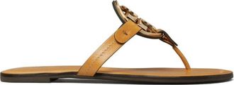 Tory Burch Metal Miller Sandal - Dames - Slippers - Geel - 36 1/2 EU - Leer - Schoenen