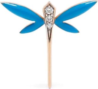 Anapsara Orecchino a bottone Dragonfly in oro giallo 18 carati con diamanti