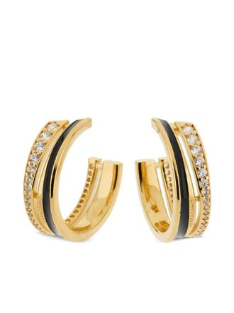 Ferragamo round hoop earrings - women - Brass/glass/Enamel - One Size - Gold