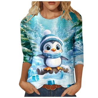Generic Christmas Tshirt Xmas Tree Cute Graphic Blouse Indoor Basic Casual Festival Tops New Year Tee