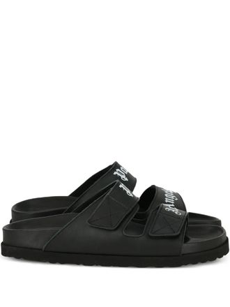 Palm Angels logo-strap sandals - Black