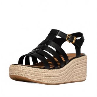 FitFlop Womens Platforms Espadrille Fisherman Wedge Sandals In Black