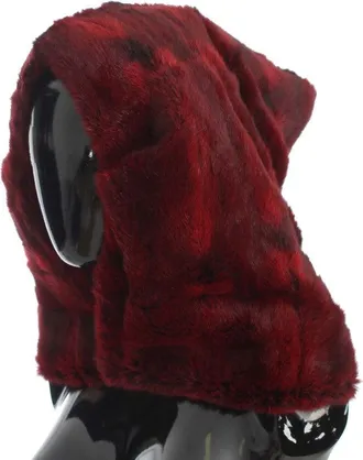 Dolce & Gabbana Womens Bordeaux Hamster Fur Crochet Hood Scarf Hat