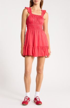 Abound Ruffle Strap Tiered Cotton Minidress in Red Saucy at Nordstrom Rack, Size X-Large
