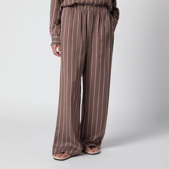 Frankie Shop Brown striped viscose and silk shorts